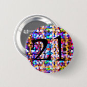 おもしろい21歳の誕生日ブライトカラフルと 缶バッジ (正面&裏面)