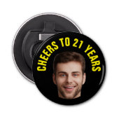 おもしろい21歳カスタム文字フォトブラック 栓抜き (正面)