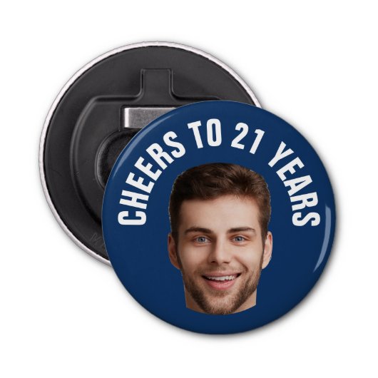 おもしろい21歳カスタム文字写真海軍 栓抜き (正面)