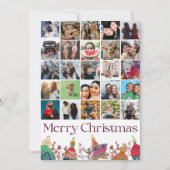 おもしろい25写真コラージュのクリスマスバウブルパターン シーズンカード (正面)