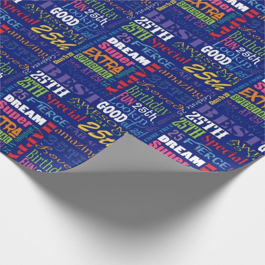 おもしろい25th誕生日パーティモノグラパーソナライズされたム ラッピングペーパー (角)