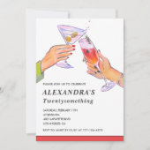 おもしろい28バースデーパーティ招待状カクテル 招待状 (正面)