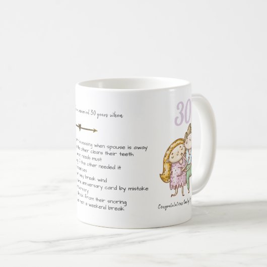 おもしろい30周年結婚洋ナシカスタマイズョ コーヒーマグカップ (正面右)