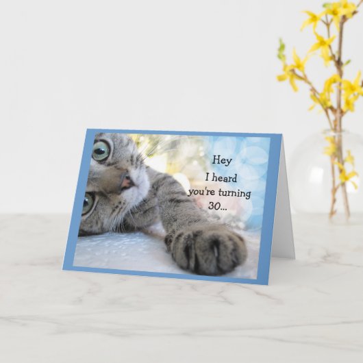 おもしろい30歳の誕生日ナマキャットアニマルユーモア カード (黄色い花)