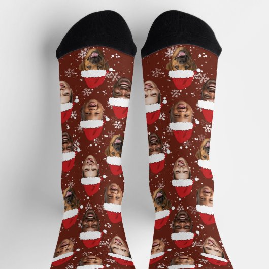おもしろい4カスタム顔クリスマスサンタハッツ ソックス (上部)
