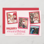 おもしろい4写真メリーすべてピンク シーズンカード (正面/裏面)