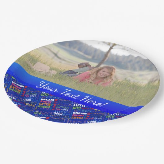 おもしろい40歳の誕生日パーティーモノグラパーソナライズされたム ペーパープレート (アングル)