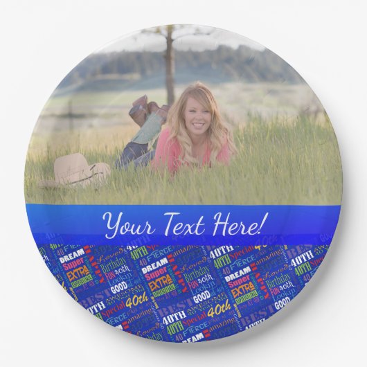 おもしろい40歳の誕生日パーティーモノグラパーソナライズされたム ペーパープレート (正面)