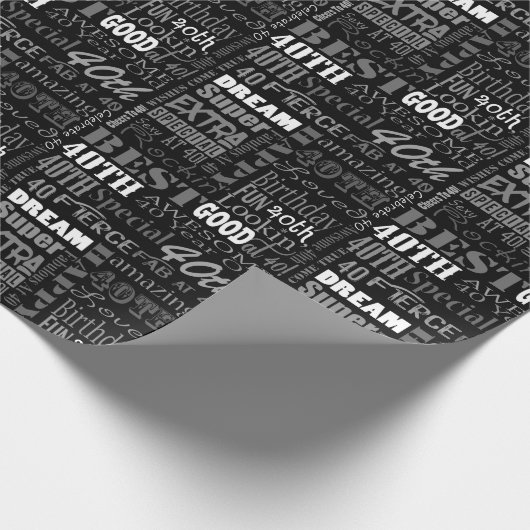 おもしろい40歳の誕生日パーティーモノグラパーソナライズされたム ラッピングペーパー (角)