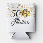 おもしろい50と素晴らしい金ゴールド紙吹雪ブラックタイポグラフィ 缶クーラー (正面)