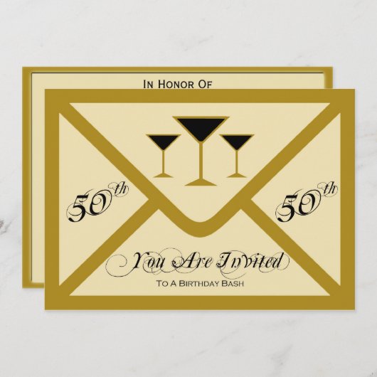 おもしろい50ファンシー歳誕生パーティーの招待 招待状 (正面/裏面)