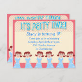 おもしろい50人の女の子パーティー時間 招待状 (正面/裏面)