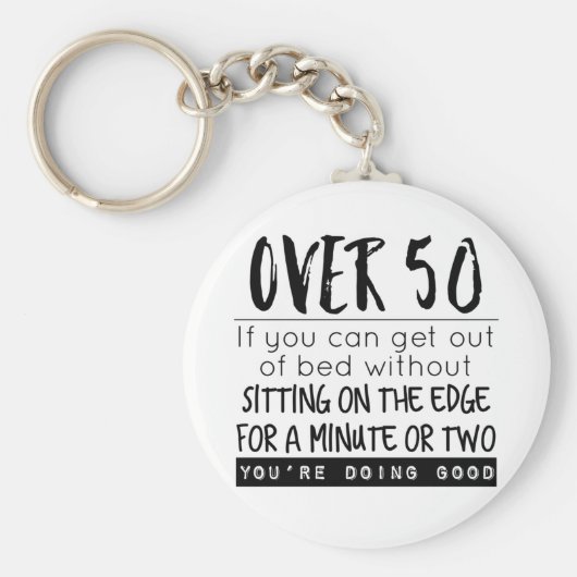 おもしろい50以上のベッドのジョークから抜け出す キーホルダー (正面)