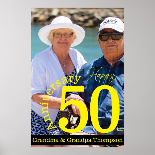 おもしろい50周年祖父母フォトポスター ポスター (正面)