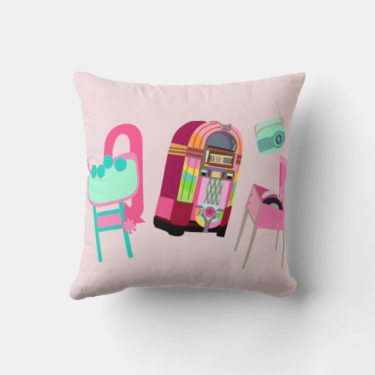 おもしろい50年代ジュークボックスキュートレトロアート クッション (裏面)