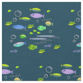 おもしろい50年代レトロ漫画魚型ヴィンテージアート ファブリック (クローズアップ)