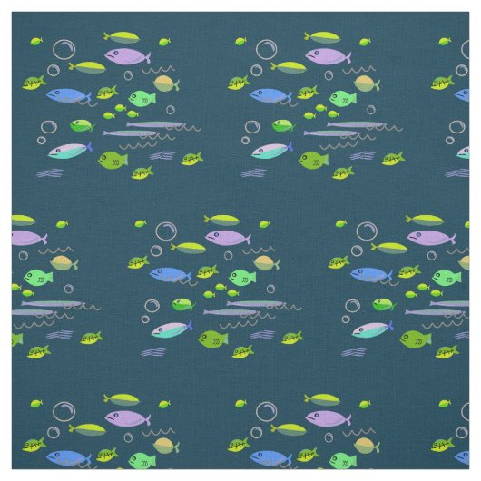 おもしろい50年代レトロ漫画魚型ヴィンテージアート ファブリック (見本)