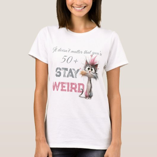 おもしろい50歳以上の猫 Tシャツ (正面)
