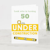 おもしろい50歳工事中 誕生日 カード (正面)