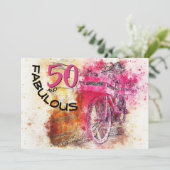 おもしろい50歳誕生日ヴィンテージガーリー自転車 招待状 (スタンド正面)