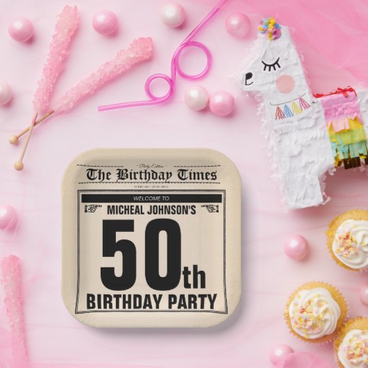 おもしろい50誕生日古新聞ヴィンテージ ペーパープレート (パーティー)