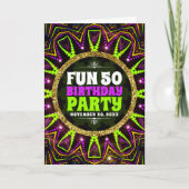 おもしろい50誕生日 | グルービエネルギレイヴパーティー 招待状 (正面)