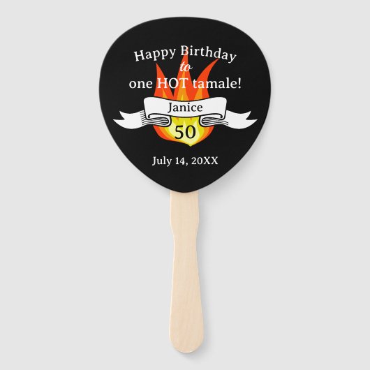 おもしろい50誕生日「熱いタマレおもしろい」 ハンドファン (正面)