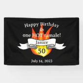 おもしろい50誕生日「熱いタマーレ」サッシーパーソナライズされた 横断幕 (横)