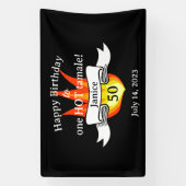 おもしろい50誕生日「熱いタマーレ」サッシーパーソナライズされた 横断幕 (縦)