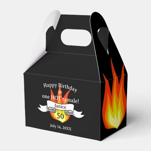 おもしろい50誕生日「Hot Tamale」撮パーソナライズされた影 フェイバーボックス (正面サイド)