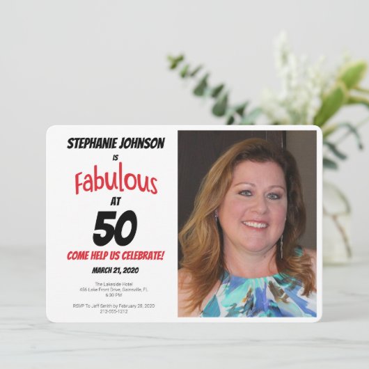 おもしろい50赤と黒の誕生日パーティーですばらしい 招待状 (スタンド正面)