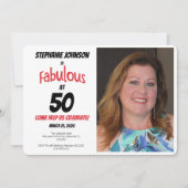 おもしろい50赤と黒の誕生日パーティーですばらしい 招待状 (正面)