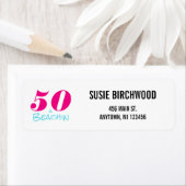 おもしろい50 & Beachinホットピンクアクアマリンブラック文字 ラベル (インサイチュ)