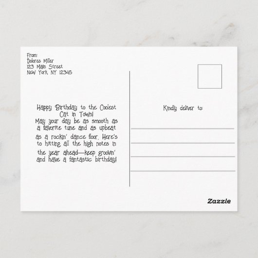 おもしろい50sヴィンテージレトロジュークボックス、誕生日 ポストカード (裏面)