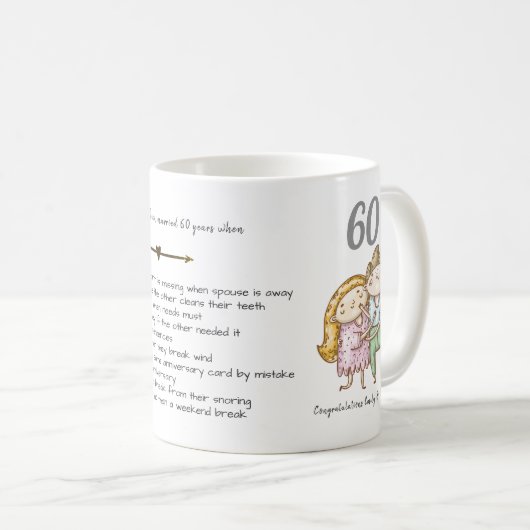 おもしろい60周年記念結婚ダイヤモンドカスタマイズ コーヒーマグカップ (正面右)