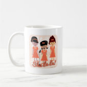 おもしろい60年代ガールグループかわいいレトロ音楽の漫画 コーヒーマグカップ (左)