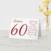 おもしろい60歳の誕生日お姉さん赤と白文字。 カード (黄色い花)