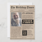 おもしろい60歳の誕生日新聞表紙写真 招待状 (正面)