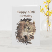 おもしろい60誕生日Nuttyアドバイスfrom Squirrel Mous カード (黄色い花)