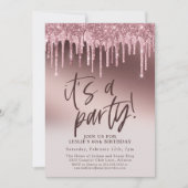 おもしろい60It's aパーティーピンクグリッター60誕生日 招待状 (正面)