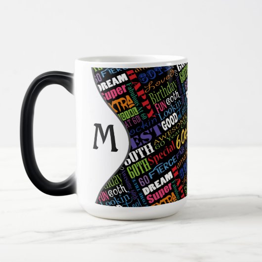 おもしろい60th誕生日パーティモノグラパーソナライズされたム モーフィングマグカップ (左)