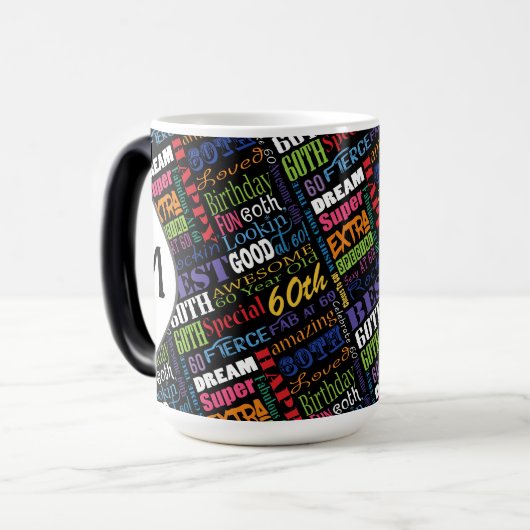 おもしろい60th誕生日パーティモノグラパーソナライズされたム モーフィングマグカップ (正面左)
