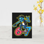 おもしろい67スケルトンスケーター ミーム レトロスケートボード カード (黄色い花)