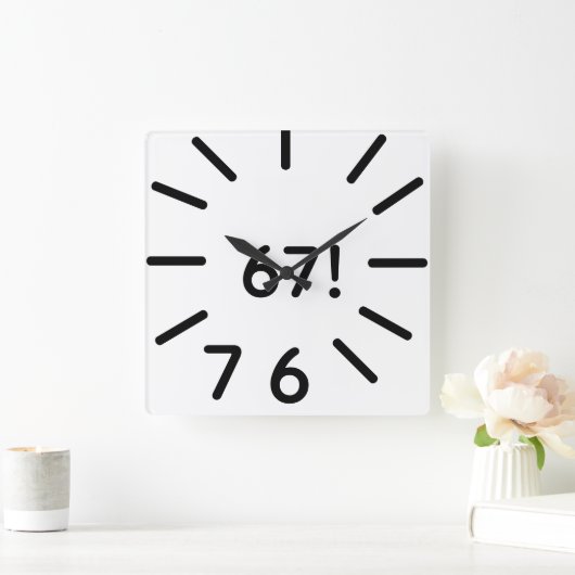 おもしろい67時計 スクエア壁時計 (ホーム)