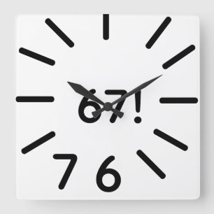 おもしろい67時計 スクエア壁時計