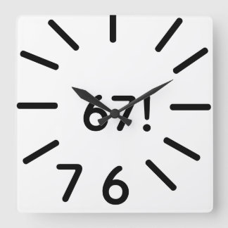おもしろい67時計 スクエア壁時計