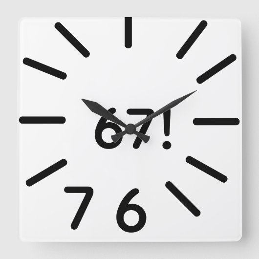 おもしろい67時計 スクエア壁時計 (正面)