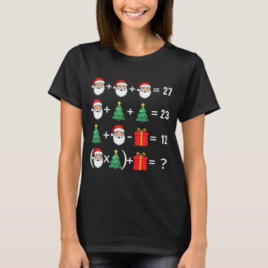 おもしろい67 サンタ ツリー 数学の先生 クリスマス Xmas フ Tシャツ (正面)