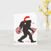 おもしろい67 ビッグフットとキャンディーケーンのクリスマスミーム カード (黄色い花)