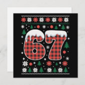 おもしろい67 六七 ミーム クリスマス 赤いチェック柄 (正面/裏面)